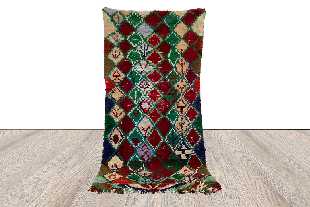 Moroccan Colorful Dimond Runner Rugs, 3x6 Ft Berber Vintage Tribal Rug ...