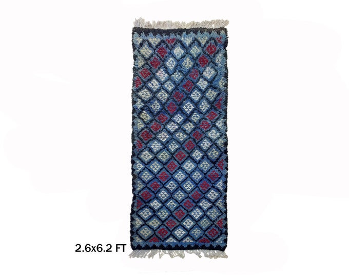 3x6 Moroccan Vintage Runner Rug: Geometric Patterns Style !