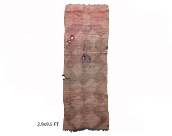 Tappeto marocchino vintage intrecciato 3x10: lana annodata a mano