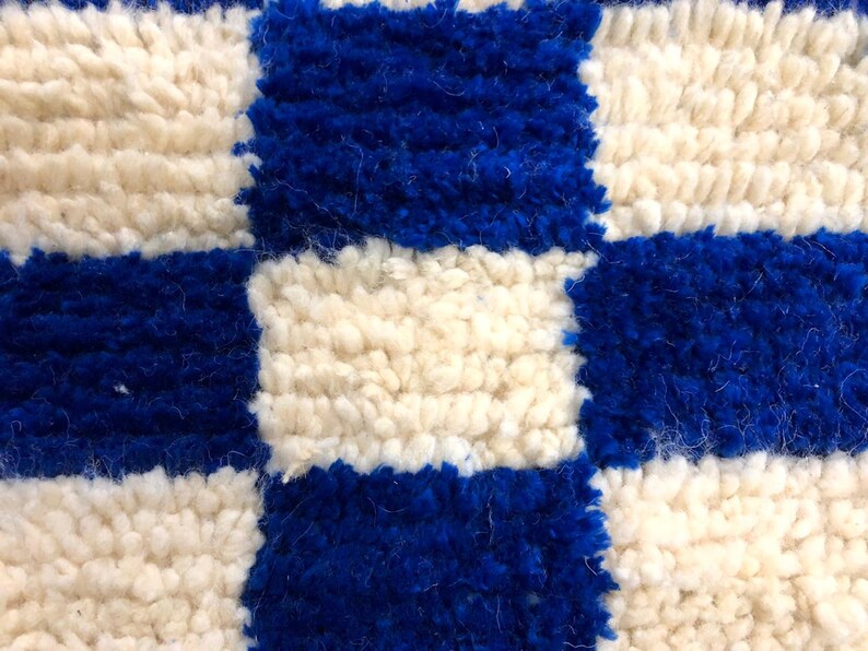 Blue Checkered rug Moroccan Custom checker rug Morocco Etsy