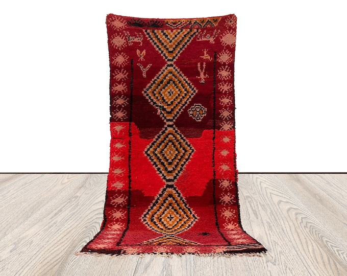 3x7 ft Moroccan vintage runner Rug, home decor shag rug.