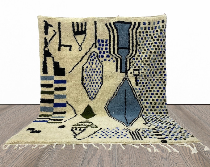 Large Handmade Moroccan Area rug, Custom Size Berber Rug.