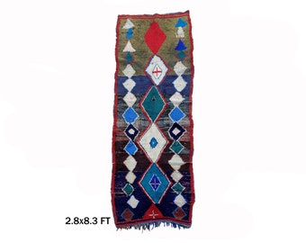 7x3 モロッコ ランナー ラグ – ヴィンテージ テキスタイル アート