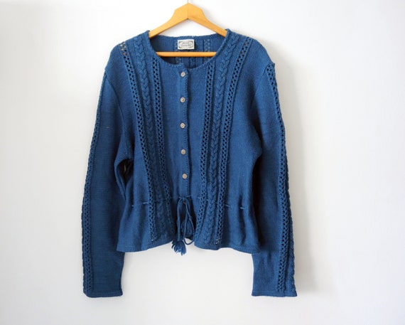 Vintage Strick Meister Austrian Cardigan, 80', Blu