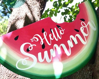 Summer Front Door Decor | Hello Summer | Summer Door Hanger | Summer Porch Decor | Watermelon | Summer Sign | Summer Pool Decor