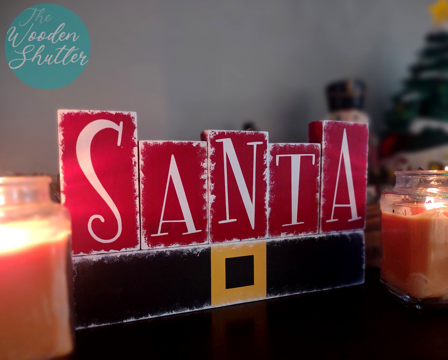 Santa Block Set | Home Decor | Christmas Decor | Christmas Wooden Block Set | Rustic Decor | Santa Claus Block Set | Word Blocks