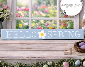 Rustic Hello Spring Wooden Sign - Tiered Tray Decor