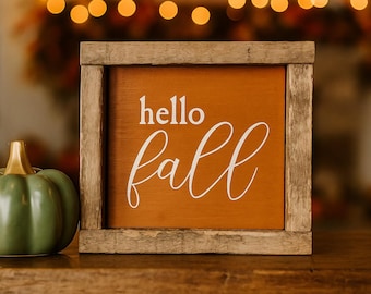 5x5 Fall, Hello Fall Wooden Block Sign, Simple Fall Tiered Tray Decor, Hello Fall Sign, Mini Tiered Tray Signs