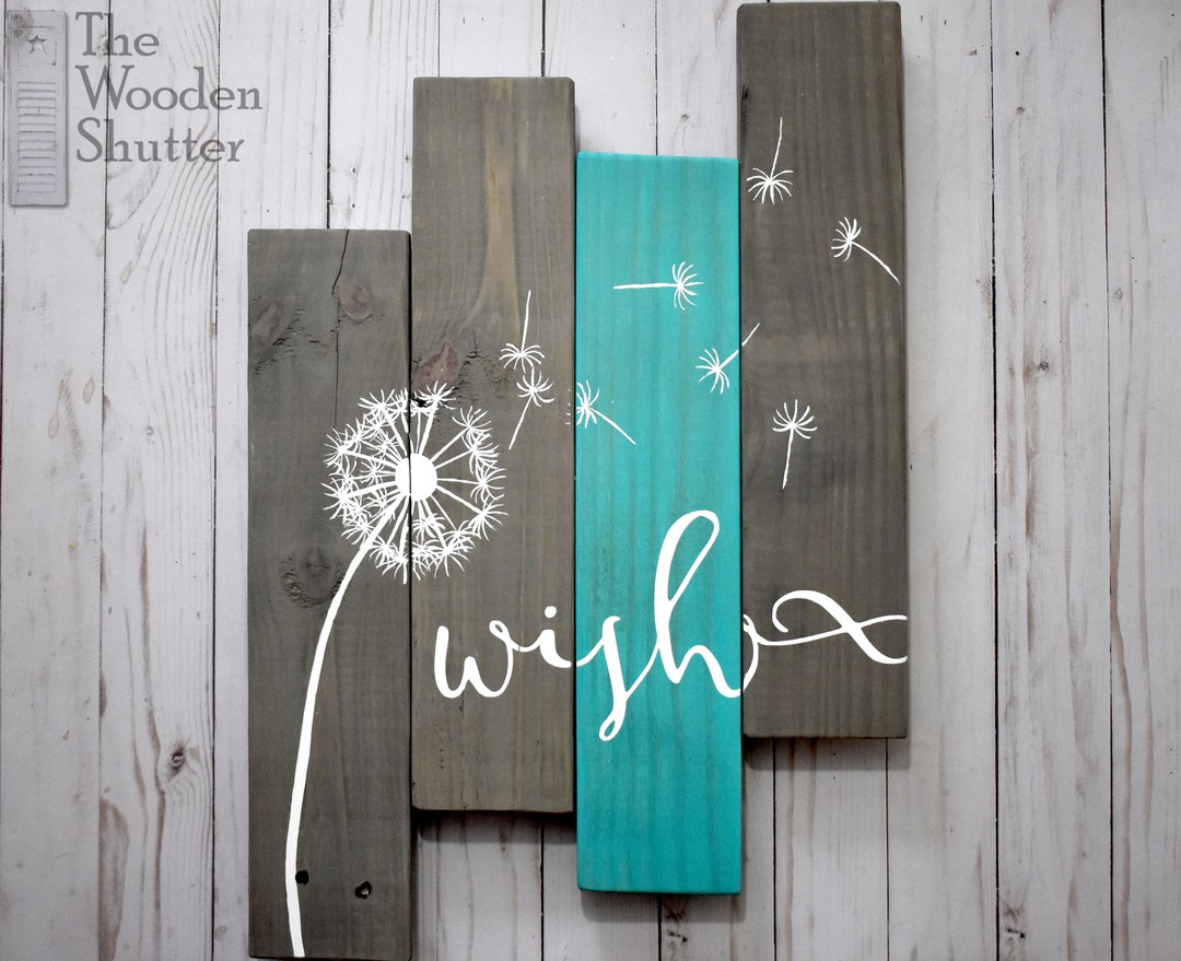 Dandelion Wall Art, Dandelion Painting, Dandelion Wall Decor, Wish, Rustic Wall Decor, Wood Wall