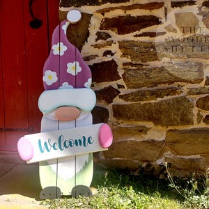 Large Spring Gnome | Easter Gnome | Porch Leaner Gnome | Wooden Standing Easter Gnome | Holiday Gnome | Wood Gnome | Wooden Spring Gnome