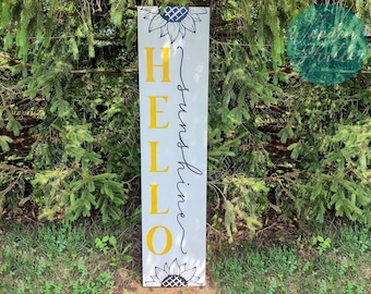 Summer Porch Leaner | Fall Sign| Sunflower Sign| Hello Sunshine Porch Leaner | Hello Sunshine| Summer Sign | Sunflower Porch Leaner |