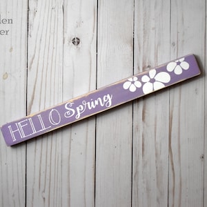 Hello Spring Wooden Shelf Sitter Sign - Easter - Spring - Rustic Spring Sign - Spring Shelf Sitter