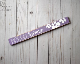 Hello Spring Wooden Shelf Sitter Sign: Rustic Easter Decor