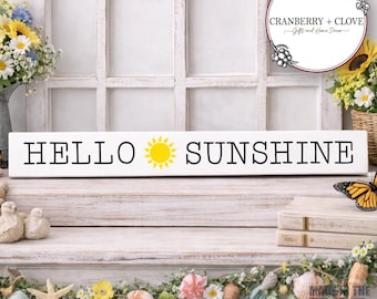 Hello Sunshine Wooden Shelf Sitter Sign: Summer Farmhouse Decor