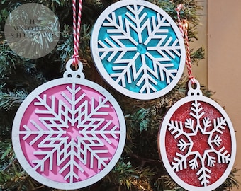 Snowflake Ornament | Wooden Christmas Ornament | Layered 3d Ornament | Laser Cut Ornament | Christmas Gift | Christmas Tree Decor | Holiday