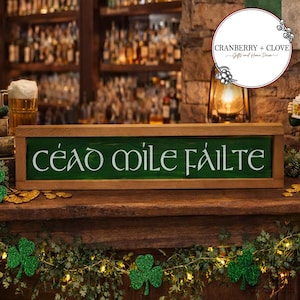 Cead Mile Failte Wood Sign: Hand Painted Irish Welcome Decor