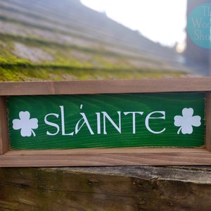 SLAINTE Wood Framed Sign | St. Patrick&#39;s Day Home Decor | Irish Bar | Hand Painted Irish Wood Sign | Framed Decor