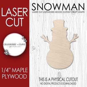 Snowman Wood Shape - Laser Cut Unfinished Wood Cutout