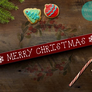 Merry Christmas Wooden Shelf Sitter Sign: Rustic Winter Decor