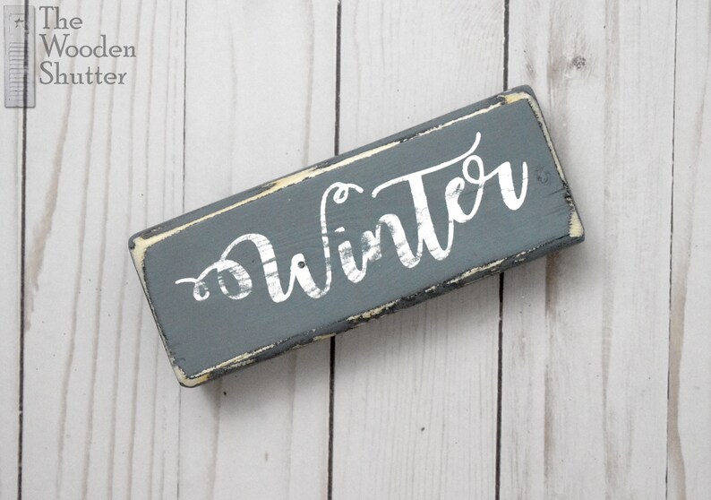 Country Shelf Sitter Wood Sign Single Word Blocks Winter Comfy Cozy Choose any 1 Winter Shelf Sitters Snowflakes