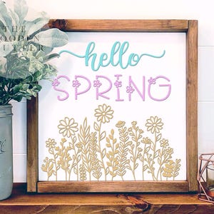 Hello Spring Wooden Laser Cut Sign, Easter, Spring, Rustic Spring Sign, Spring Laser Cut
