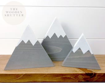 Mountain Wood Art, Snow Cap Mountain, Mountain Shelf Decor, Mini Wood Mountain, Mountain Shelf Sitter, Mountain Nursery