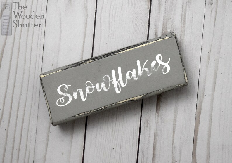 Country Shelf Sitter Wood Sign Single Word Blocks Winter Comfy Cozy Choose any 1 Winter Shelf Sitters Snowflakes
