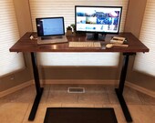 Sit Stand Desk with Handmade 5 Foot Solid Red Oak Top with Premium Electric Base (Standing Desk)