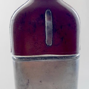 Leather Pocket Hip Flask Stamped Made in England