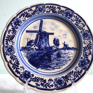 Vintage Delft Blue by Elesva Holland Wall Plate with Windmill Pattern  Hand Painted