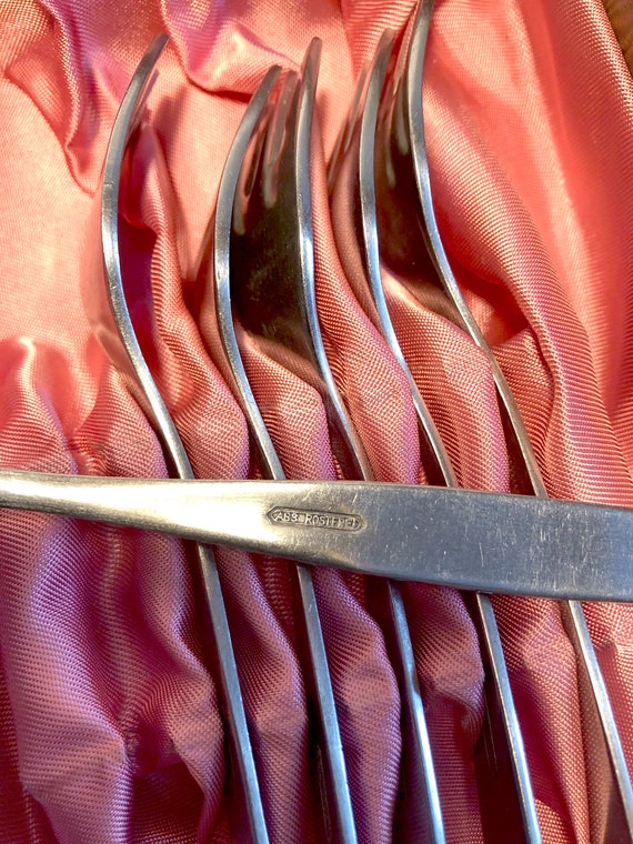 Vintage Cutlery Cake Forks Box 6 Pieces ABS ROSTFREI Made in