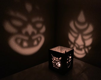 Demon Hannya Mask: Tea lightbox candle holder.