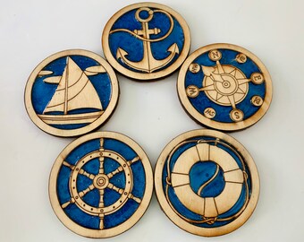Nautical Coaster Set : With Epoxy Resin