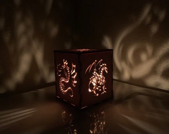 Dragons: Tea lightbox candle holder.
