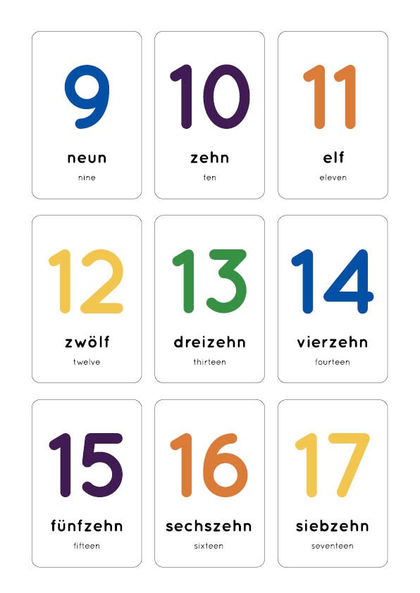 german english language learn numbers flashcards etsy