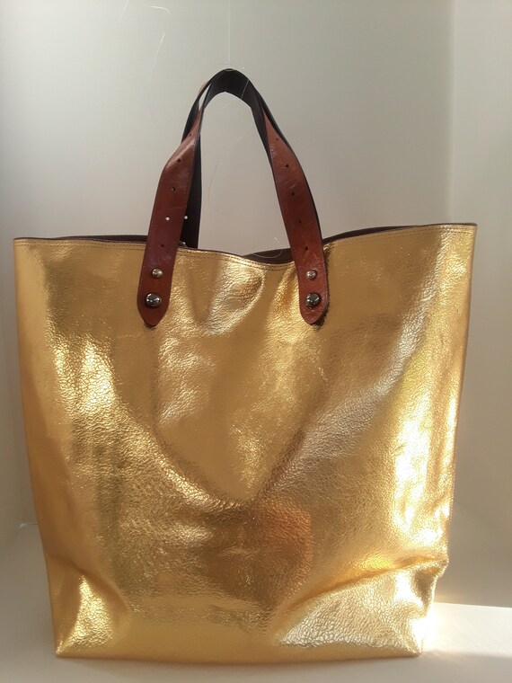 gold metallic tote