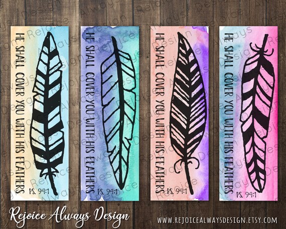 printable bookmarks watercolor feather bible verse bookmarks etsy