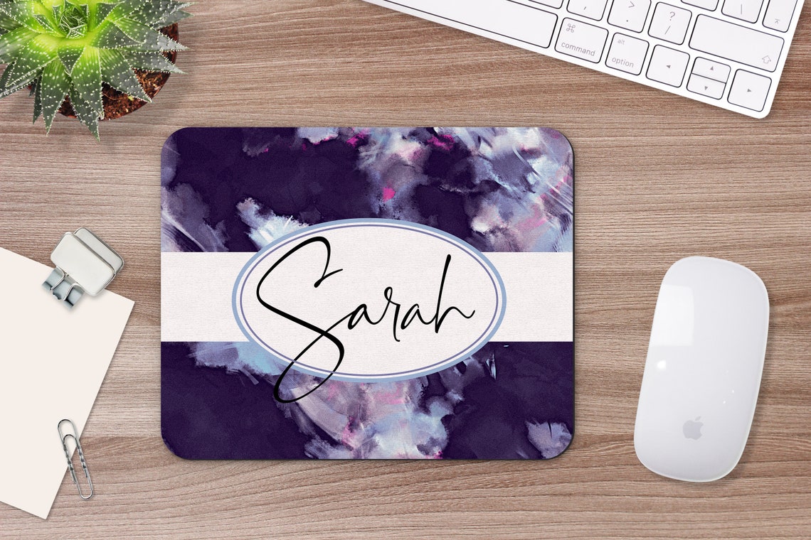 Personalized Abstract Purple Mouse Pad Mouse Pad and Coaster Etsy