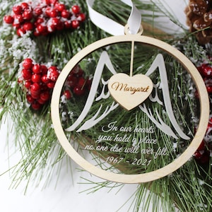 Personalized Memorial Ornament - Memory Ornament - Angel Wing Ornament  - Remembrance Ornament - Pet Memory Ornament