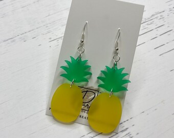 Pineapple Dangle Earrings - Pineapple Earrings - Frosted Dangle Earrings - Acrylic Earrings - Mother's Day Gift - Under 20 - IVF Gift