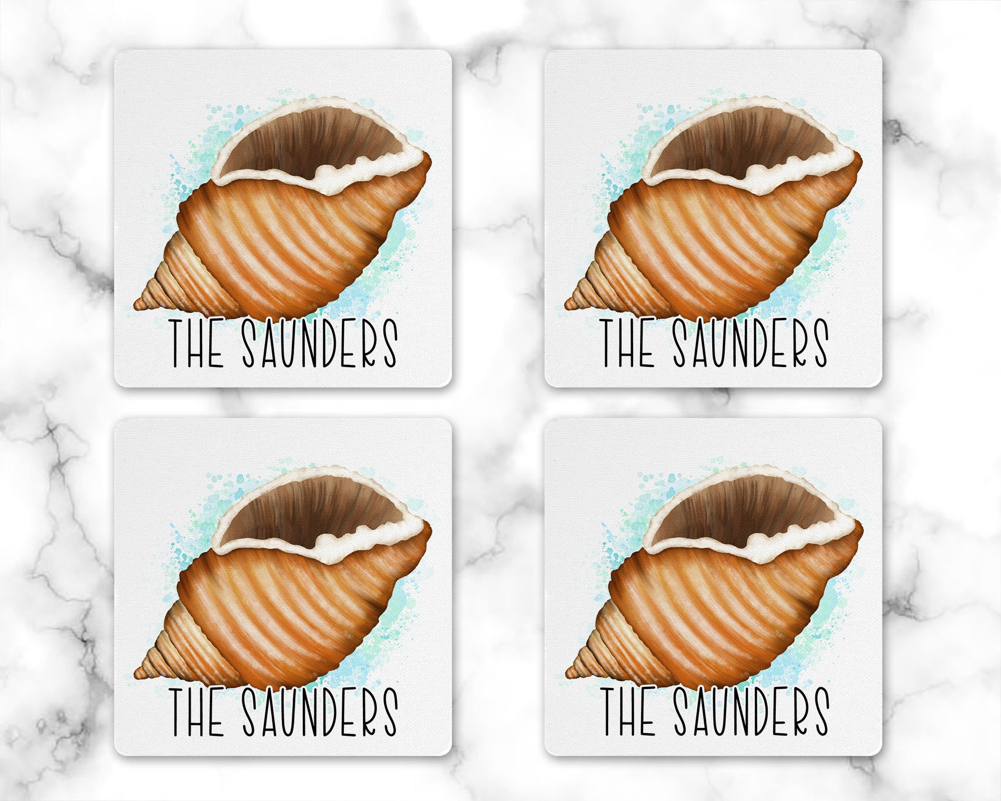 Personalized Conch Shell Drink Coaster Personalized Round | Etsy