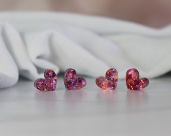 Confetti Heart Stud Earrings - Handmade Earrings - Under 10 - Valentines Day Gift - Valentines Day Earrings - Stocking Stuffer