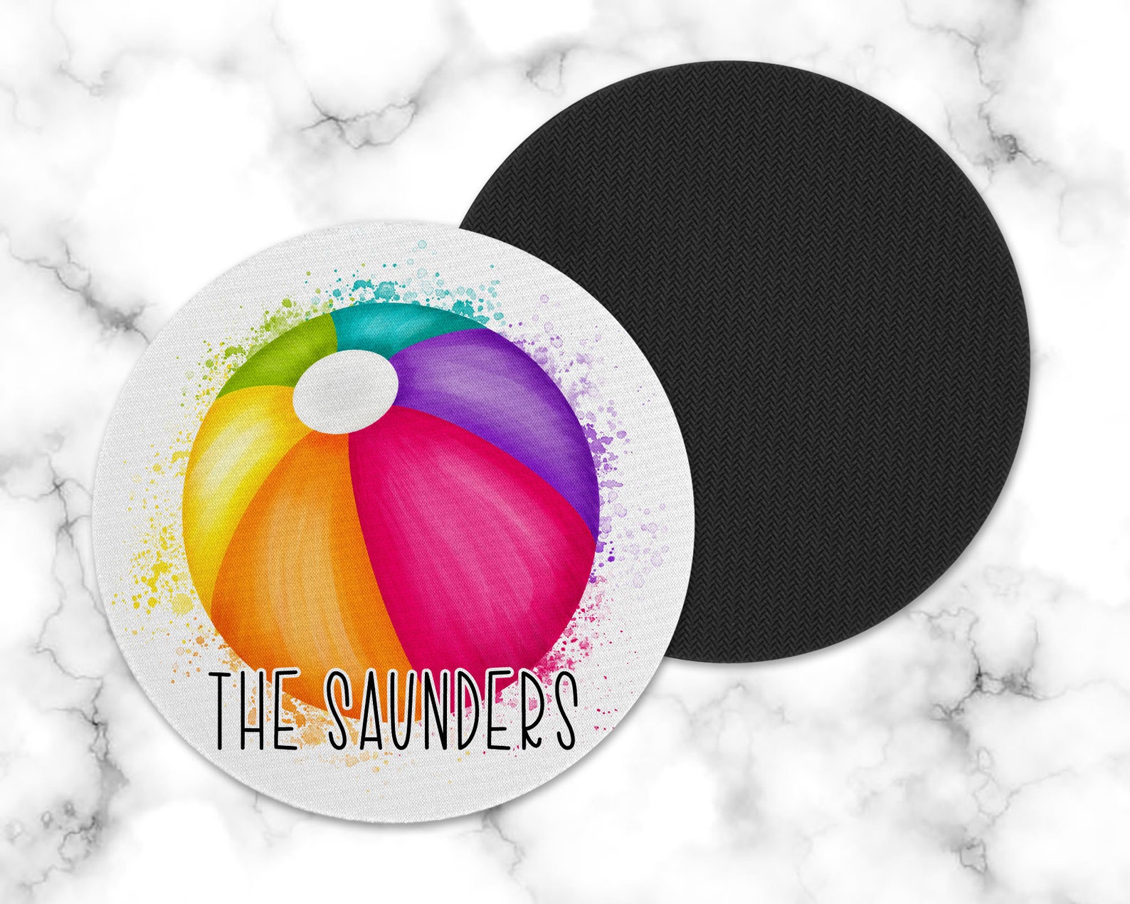 Personalized Beach Ball Drink Coaster Personalized Round Etsy