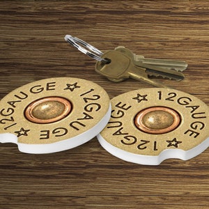 Bullet Car Coasters - 12 Gauge Car Coaster - Set of 2 Car Coasters - Stocking Stuffer - Gift Under 10 - Gift for Him - Father&#39;s Day Gift