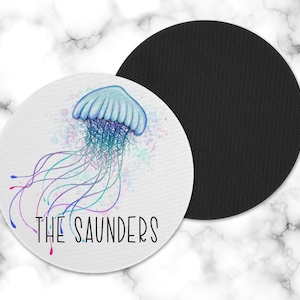 Personalized Jellyfish Drink Coaster - Personalized Round Drink Coaster - Personalized Square Drink Coaster - Coastal Themed Drink Coaster