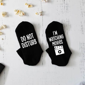 Do Not Disturb, I'm Watching Movies Novelty Socks Watching Movies Novelty Socks Movie Watching Socks Mother's Day Gift image 2