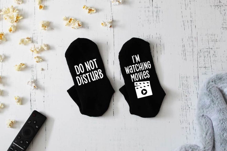 Do Not Disturb, I'm Watching Movies Novelty Socks Watching Movies Novelty Socks Movie Watching Socks Mother's Day Gift image 2