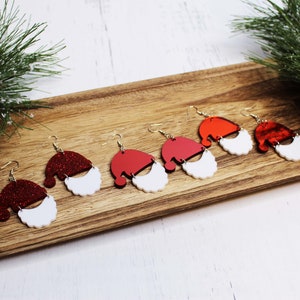 Santa Earrings - Santa Accessory - Santa Clause Earrings - Statement Earrings - Stocking Stuffer - Gift Under 20