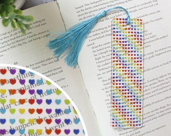 Rainbow Hearts Bookmark - Easter Basket Stuffer - Teacher Gift - Stocking Stuffer - Acrylic Bookmark - Mothers Day Gift - Gift Under 10