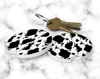 Cow Print Car Coasters: Neoprene Cup Holder Coasters - Set of 2